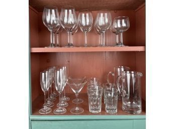 30 Pcs Of Glassware - Stemware, Water Glasses, Juice Glasses, Pitchers And Tumblers