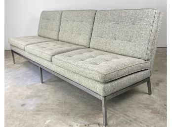 Florence Knoll, 3 Seater Armless Sofa In Light Grey Wool