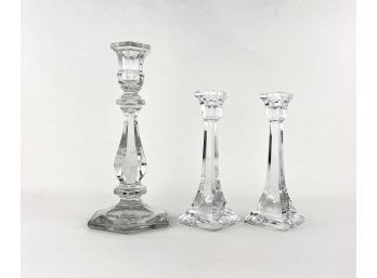 Three Villeroy Glass Candle Holders