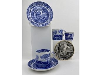 6 Pieces Of Spode Porcelain Smalls - Blue & White, Black & White
