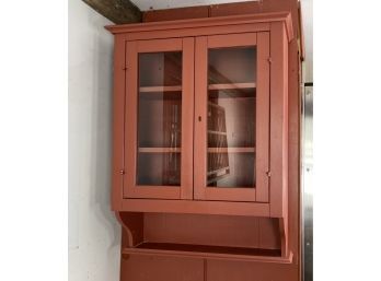 Classic Farmhouse Two Glass Door, Wall Cupboard, Painted Red