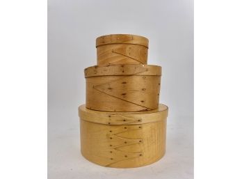 Three Shaker Boxes, Nesting Old Time Wooden Ware