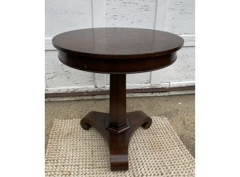 Empire Style Round Pedestal Side Or End Table In Mahogany Stain