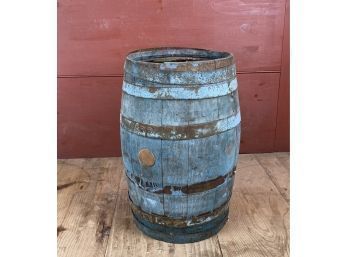 Vintage Kehoe Butter Milk Products Open Top Oak Barrel Painted Blue Green
