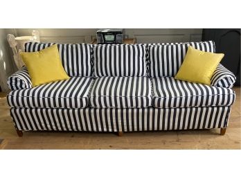 2nd Black And White Cabana Striped Classic Sofa With Yellow Silk Throw Pillows