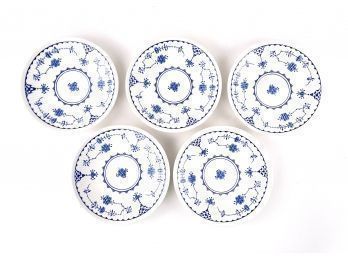 5 Furnivals Limited, England White And Blue Denmark Pattern Plates
