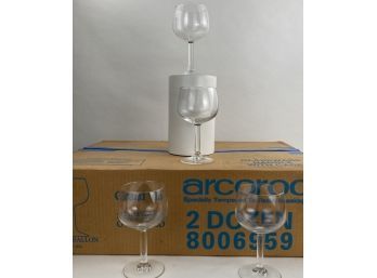 1st Box Of 24 Arcoroc Stemmed Wine Glasses