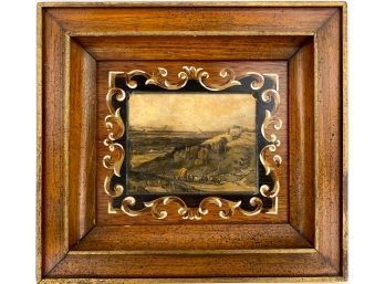 Small Landscape Etching In Wooden Frame