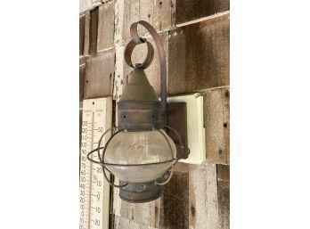 Pair Of Outdoor Glass And Wire Electrified Lantern Style Sconces