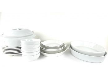 Selection Of White Porcelain Serving Ware And Dinner Ware