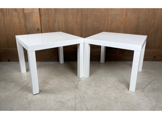 Pair Of White Sweedish Modern Side Tables