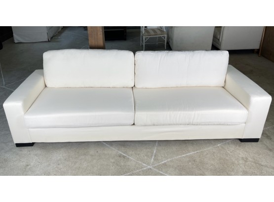 Contemporary White Upholstered Low Profile Sofa