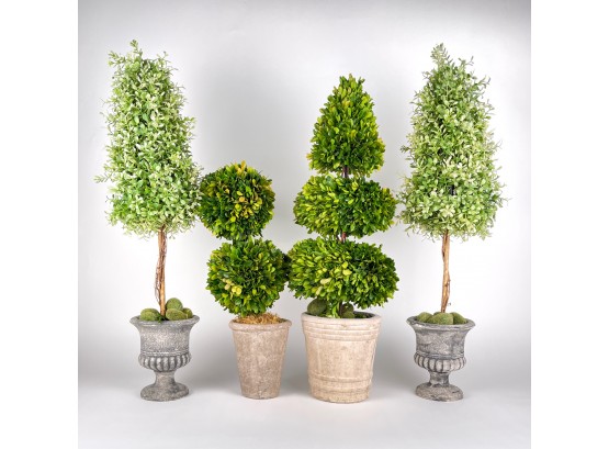 4 Faux Box Plants Or Topiary