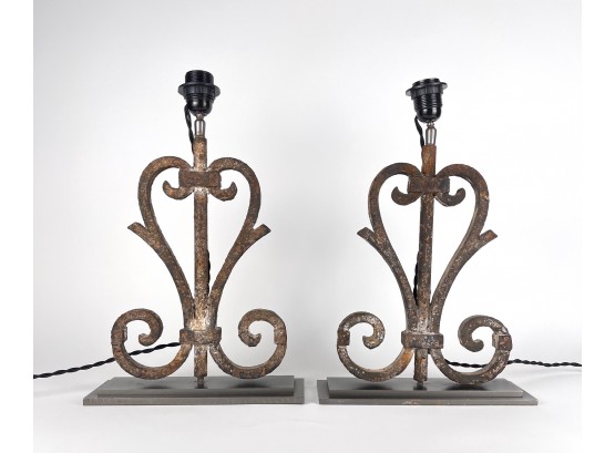 Antique Wrought Iron Repurposed Table Lamps