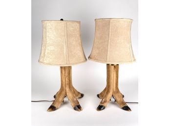 Pair Deer Leg Lamps