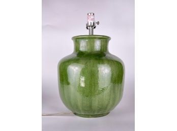Ceramic With Emerald Green Glaze Gourd Lamp
