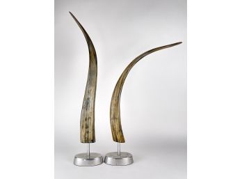 Vintage Large Scale Table Top Decor Pair Antlers