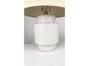 White Honeycomb Lamp With Beige Textured Shade