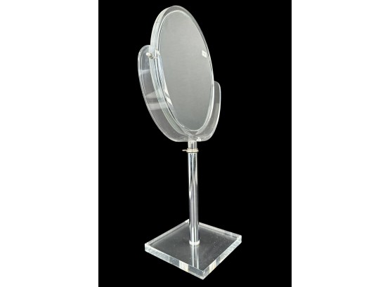 Lucite Table Top Mirror - Adjustable Height