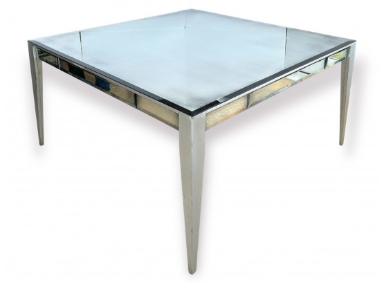 Notre Monde 60' Square Mirrored Glass Top Dining Table
