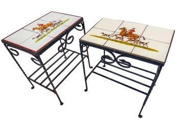 Iron And Tile Snack Tables