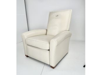 Edward Ferrell White Leather Reclining Club Chair