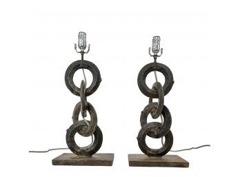 Iron Link Table Lamps, 28' To Socket