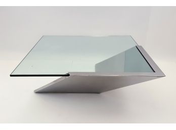 Brueton Chrome And Glass Square Cantilever Cocktail Table