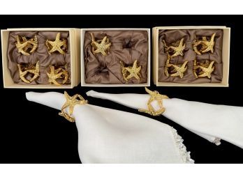 L'oject Jeweled Starfish Napkin Rings - Set Of 12
