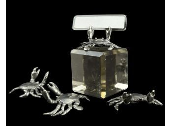 Set Of 16 Metal Crab Place Card Holders