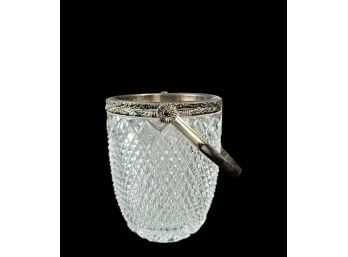 Vintage Cut Crystal And Silver Plate Ice Bucket