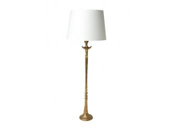 Giacometti Style, Heavy Gilt Bronze Figural Floor Lamp 75' H