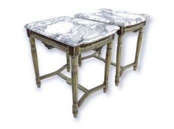 Small Marble Top Louis XVI Side Tables