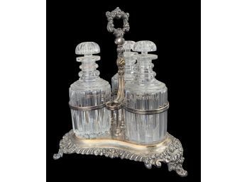 Vintage Decanters And Silver Plate Decanter Holder