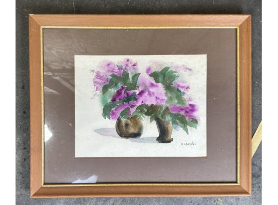 Water Color By B. Marker - Two Purple Floral Arrangements