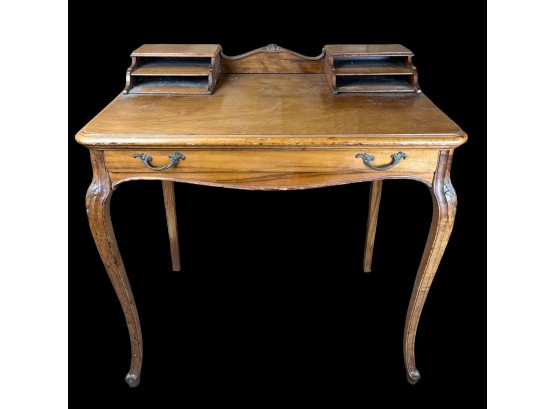 Antique French Writing Desk In Cherry Wood With Cabriole Legs