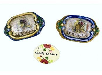 Vintage Spanish Ceramic Door Plaques  - Just Need Some Cleaning