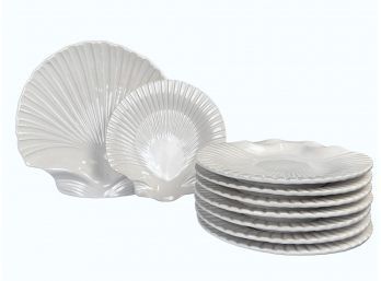 Ceramic Shell Plates, Set Of 9 One Serving 8 Apetizer