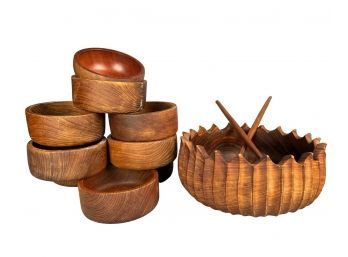 Wooden Bowls And Serving Utensils, 12 Pcs