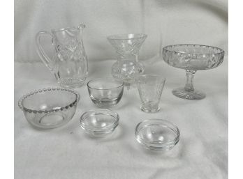 Cut Crystal And Clear Glass Assortment - 8 Pcs