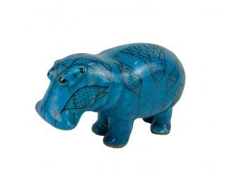 7' Terracotta Hippo Figurine From Morocco