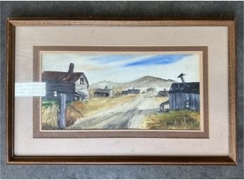 Farm Town Landscape Watercolor Painting, By B. Marker