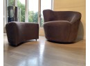 Deco Style Ultra Suede Swivel Chair And Ottoman