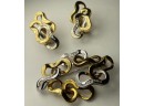 18k Yellow And White Gold With Diamonds, Made In Italy, Vintage Brooch & Earring Set By Damiani
