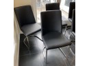 Eight Safavieh Black Leather And Chrome Dining Seats / Chairs