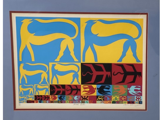 Silkscreen Titled 'greek Bulls', Signed And Numbered