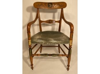 Antique French Chair With Green Velvet Seat