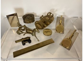 Assortment Of Of Collectable Brass Table Top Objects