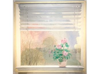 Large Oil On Canvas - Landscape From A Window