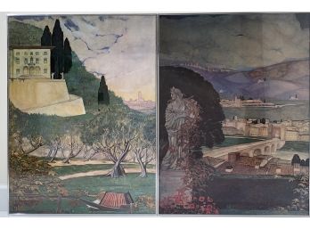 Pair Of Framed Posters Of Italian / Roman Landscapes